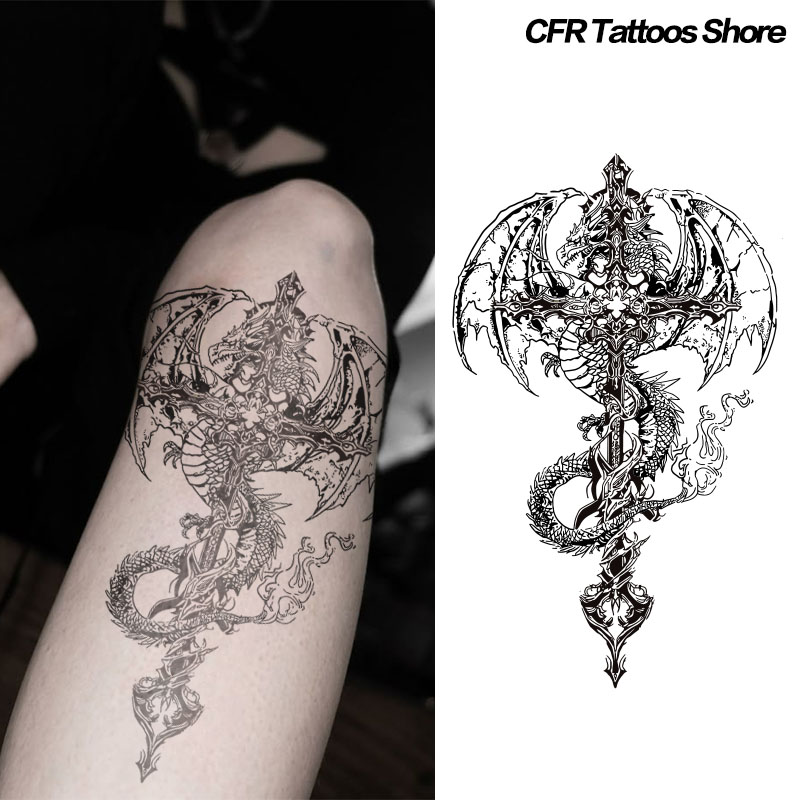 Temporary Tattoos Dragon Cross - Hotwav Tablet Accessories review and price